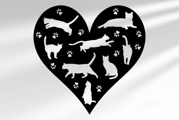 Cat Love SVG: A Silhouette with Heart for Embroidery Projects