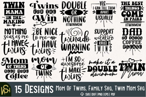 Mom of Twins, Family SVG for Crafts and Commercial Design Projects